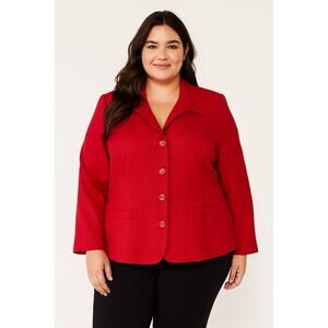 Executive Collection Vintage Hot Red Textured Conventional Boyfriend Blazer 20W